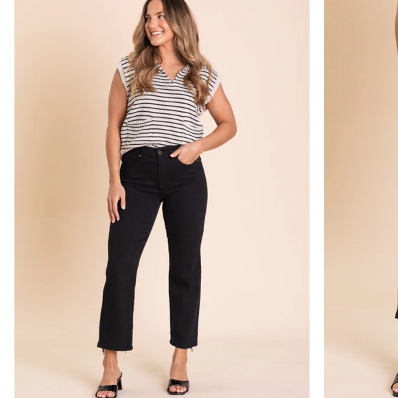 Judy Blue wide leg crop in black with a frayed hem size 7/28 - Picture 1 of 9